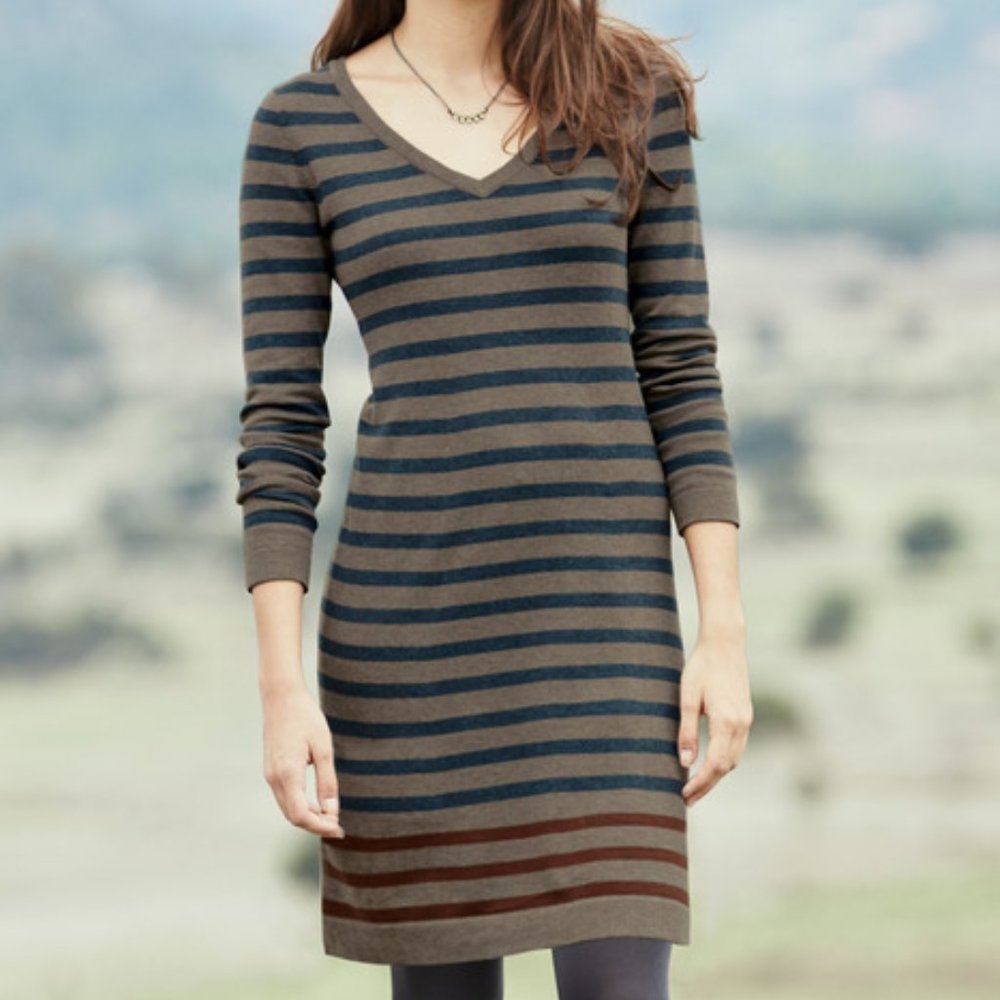 Peruvian Connection Pomata Stripe Pima Cotton Dress Medium
